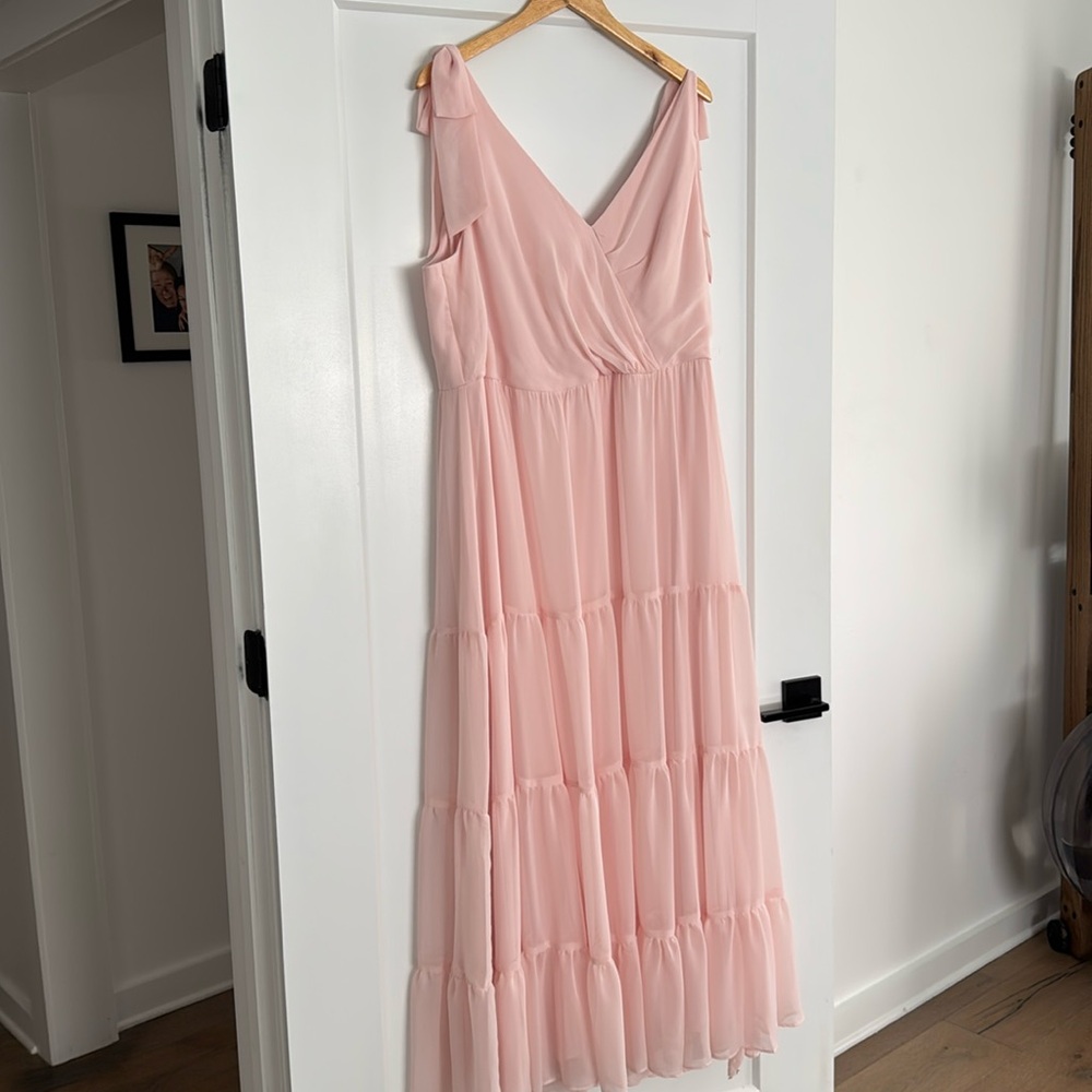 Social Bridesmaids Womens Pink Bow Polyester Evening Dress Gown